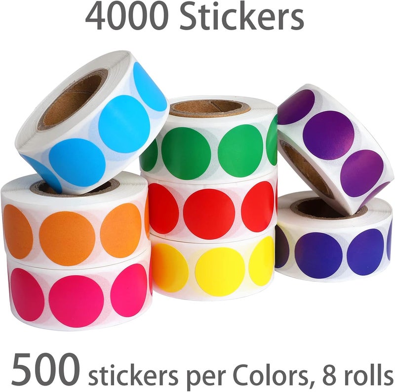 Lrogoe 4000 PCS 3/4" Colored Dot Stickers Circle Color Coding Labels, 8 Color Style Colorful Coding Label Sticker for Office, Student Classroom(8 Rolls, 3/4 Inches) - Image 2